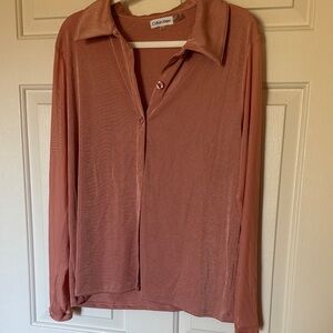 Calvin Klein Women's Rose Button Down Shirt